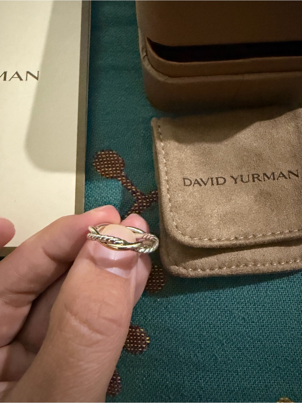 David Yurman Twisted Cable Ring in gold and silver